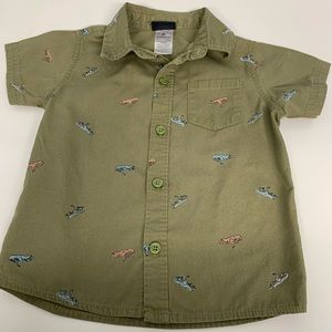 Little Rebels T-Rex Toddle Boys Button Down Shirt Sz 3T